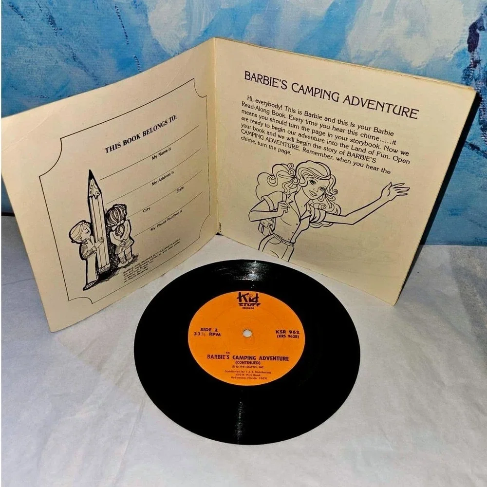 Vintage 1981 Barbie Camping Adventure Read-Along Book and Record Kid Stuff KSR